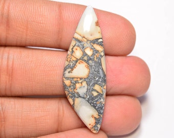 Natural Dendritic Maligano Jasper Cabochon... Freeform Cabochon... 42x15x4 mm... 21 Cts...A#K8673