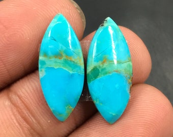 Mohave Turquoise Pair Cabochon...Marquise Cabochon...21x9x3 mm...8 Cts...A#M5046