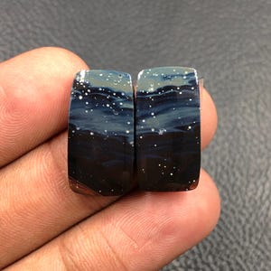 Leland Blue Pair Cabochon... Cushion Cabochon...21x11x4 mm... 26 Cts...A#O3189