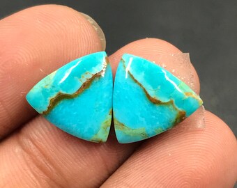 Mohave Turquoise Pair Cabochon...Trillion Cabochon...13x13x13x4 mm...8 Cts...A#M5047