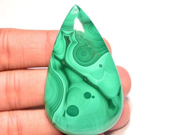 Malachite Cabochon...Pear Cabochon...54x33x6 mm...117 Cts...A#M6307