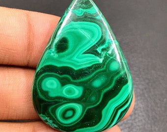 Malachite Cabochon...Pear Cabochon...42x30x5 mm...69 Cts...A#L1304