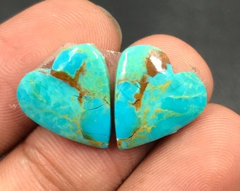 Mohave Turquoise Pair Cabochon...Heart Cabochon...14x13x3 mm...8 Cts...A#M5045