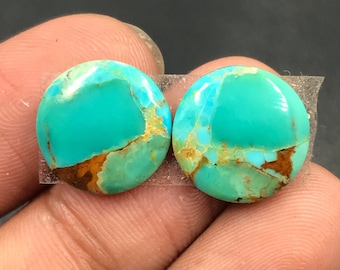 Mohave Turquoise Pair Cabochon...Round Cabochon...14x3 mm...8 Cts...A#M5054