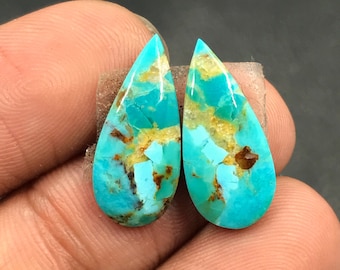 Mohave Turquoise Pair Cabochon...Pear Cabochon...19x9x3 mm...7 Cts...A#M5035
