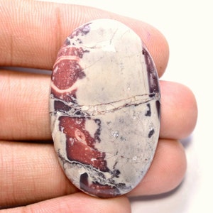 Porseleinen jaspis cabochon...Exotica jaspis cabochon...Oud schilderij jaspis cabochon...Ovale cabochon...41 x 26 x 5 mm...48 kts...#G6837