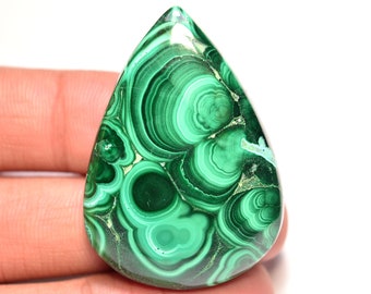 Malachite Cabochon...Pear Cabochon...41x30x8 mm...99 Cts...A#M6309