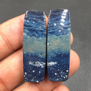 Leland Blue Pair Cabochon... Cushion Cabochon...37x12x5 mm...54 Cts...A#N1939
