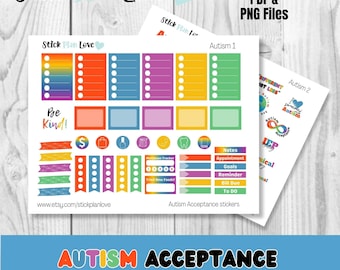 Autism Acceptance Planner Stickers, Autism Printable Planner Stickers, Autism Stickers, Autism Planner Stickers, Autism Awareness, Planner
