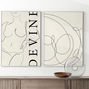 Woman One Line Art Print, Set of 2, Silhouette, Body Poster, Body Positive Woman, Minimalist prints, Single Line Poster, Abstract Graphic