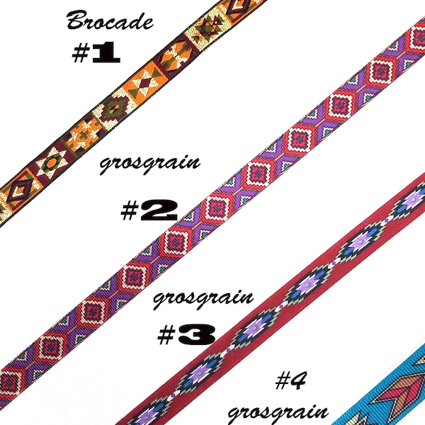 Grosgrain ribbon  brocade ribbon  5/8 inch Aztec Southwest Indian ornament single sided print  priced per 1 yard. Beautiful!!