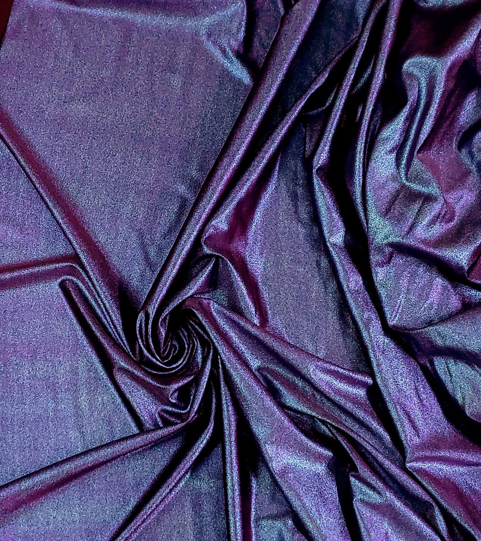 Cali Fabrics Iridescent Blues and Greens on Purple Mystique Nylon/Spandex  Fabric by the Yard
