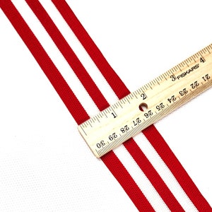 Trim cheerleader  red white 5 stripe athletic costume cosplay 1 3/4  inch wide  100 percent polyester priced per 1 yard