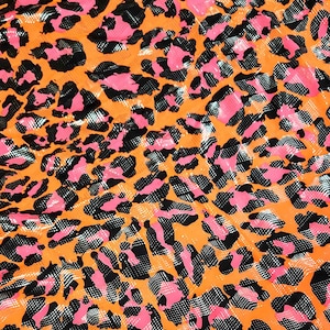 Fabric spandex swimwear dance wear 4 way stretch  neon orange  pink black silver animal print 58 " wide priced 1/4  yard