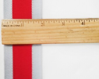 Trim  Scarlet red, Gray  cheer leader athletic uniform 2 inch wide  uneven stripe   price per yard