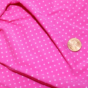 Fabric swimwear athletic apparel pink polka dot  with micro white dot 60 wide 4 way stretch Priced per 1/4 and  1/2 yard