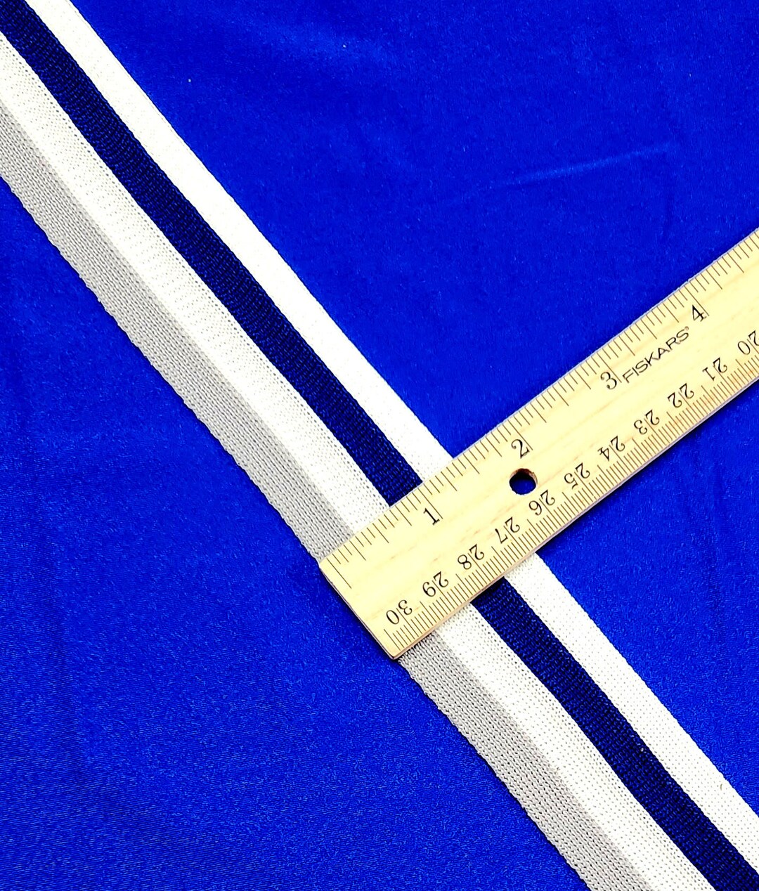 Trim 1 1/2 Inch Wide. Plain Gray, White, Royal Blue Stripes Athletic ...