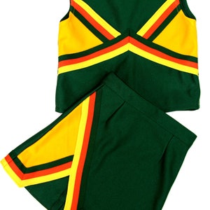 Cheerleader uniforms girls toddler size 4 Clover colors Spirit School green gold orange  Check sizes details description