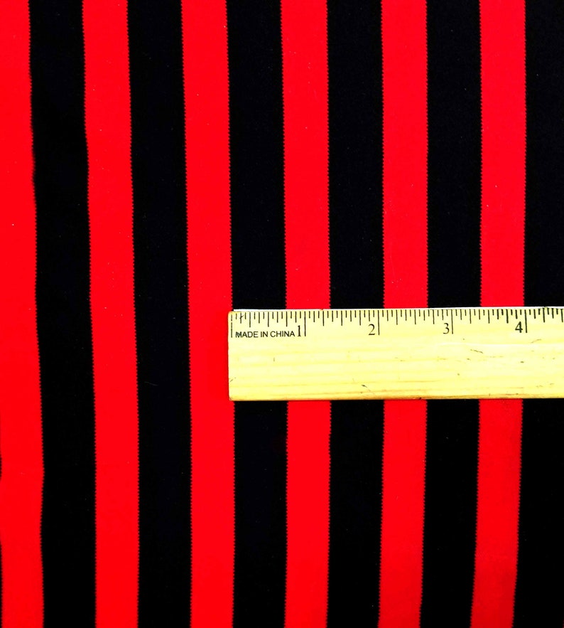Fabric red black stripe 4 way very stretchy and soft knit Etsy