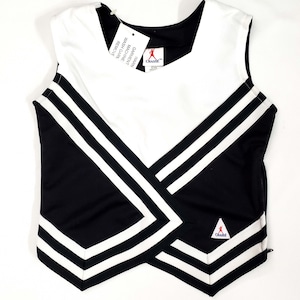 Cheerleader Uniform TOP only YOUTH small Cheer Spirit Chasse School black white with trim see description for measurements