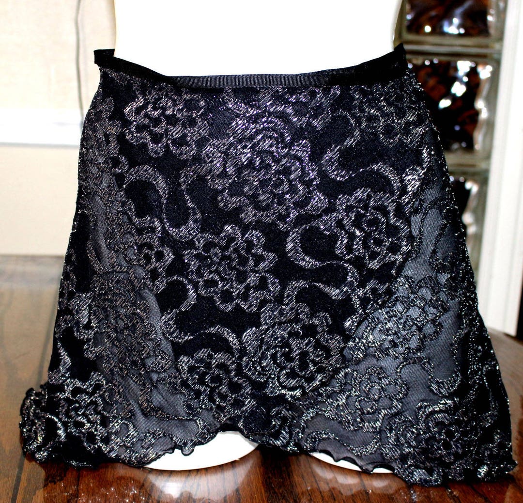 Wrap Ballet Skirt Ballet Child Adult Black Embroidered Silver Flowers ...