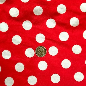 Fabric Red White dot  white red dot 3/4 inch Polka Dot Soft/Silky Charmeuse Satin Fabric washable