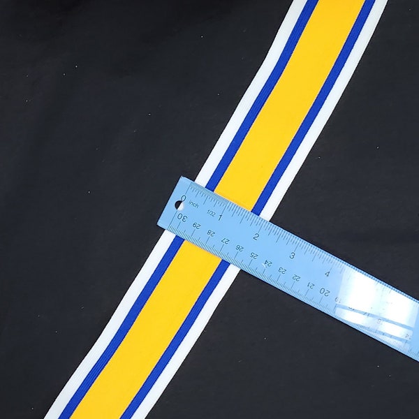 Trim cheerleader athletic costume cosplay Royal blue white  light gold 2 inch 100 percent polyester priced per one yard