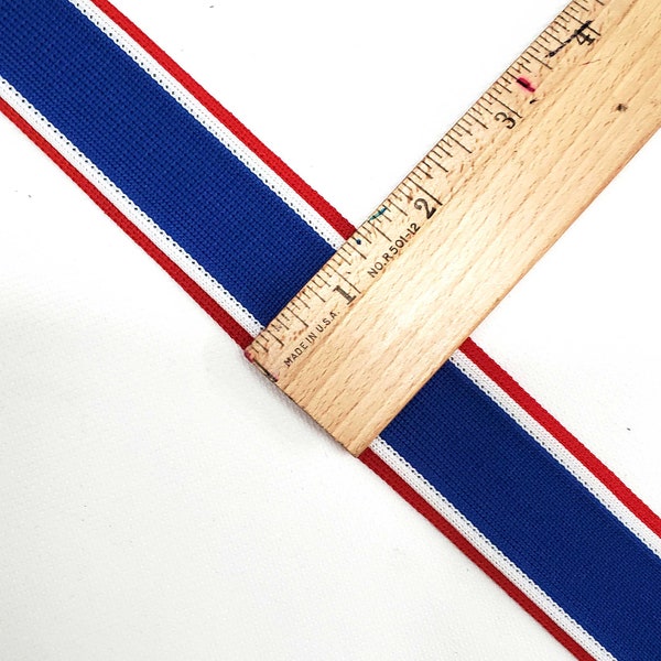 Trim stripe  red, white, royal blue  5stripes cheer leading athletic team colors 1 1.4 inches wide price per yard  and per piece