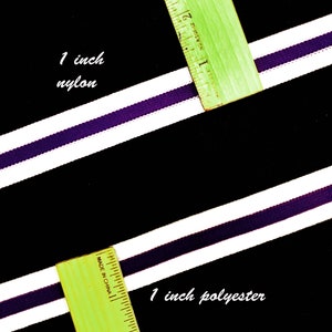 Trim  team color  white purple white  cheer leader athletic team uniform 1 inch wide 3 stripe even stripe priced per yard