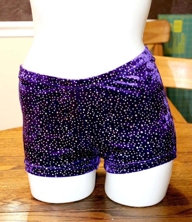 Hot pants Purple velvet lycra spandex hologram dots shorts | Etsy