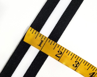 Trim cheerleader athletic costume stripe 1.5 inch black  white black polyester  trim team colors even stripe priced per yard