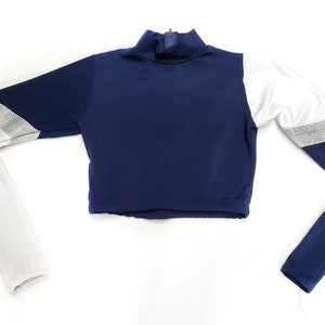 Cheerleader Uniform teen women Cheer Spirit  School navy white spandex  choice trim sparkle 1&#39; silver or  2&quot;in trim  Items sold separate