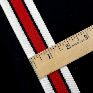 Trim stripe  white, black, scarlet red cheer leading athletic team colors 1.5 inches wide priced per yard