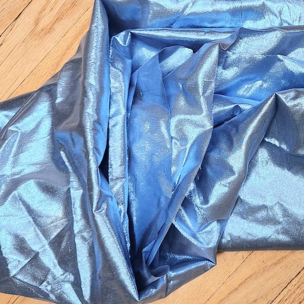 Fabric Lamé  metallic Blue light weight  for costumes, theatrical, metallic fiber, nylon  apparel sold by the yard