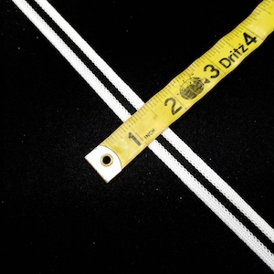 Trim Cheerleader athletic team color white black white 1/2 inch wide cheer leader athletic team uniform 3 stripe even stripe priced per yard