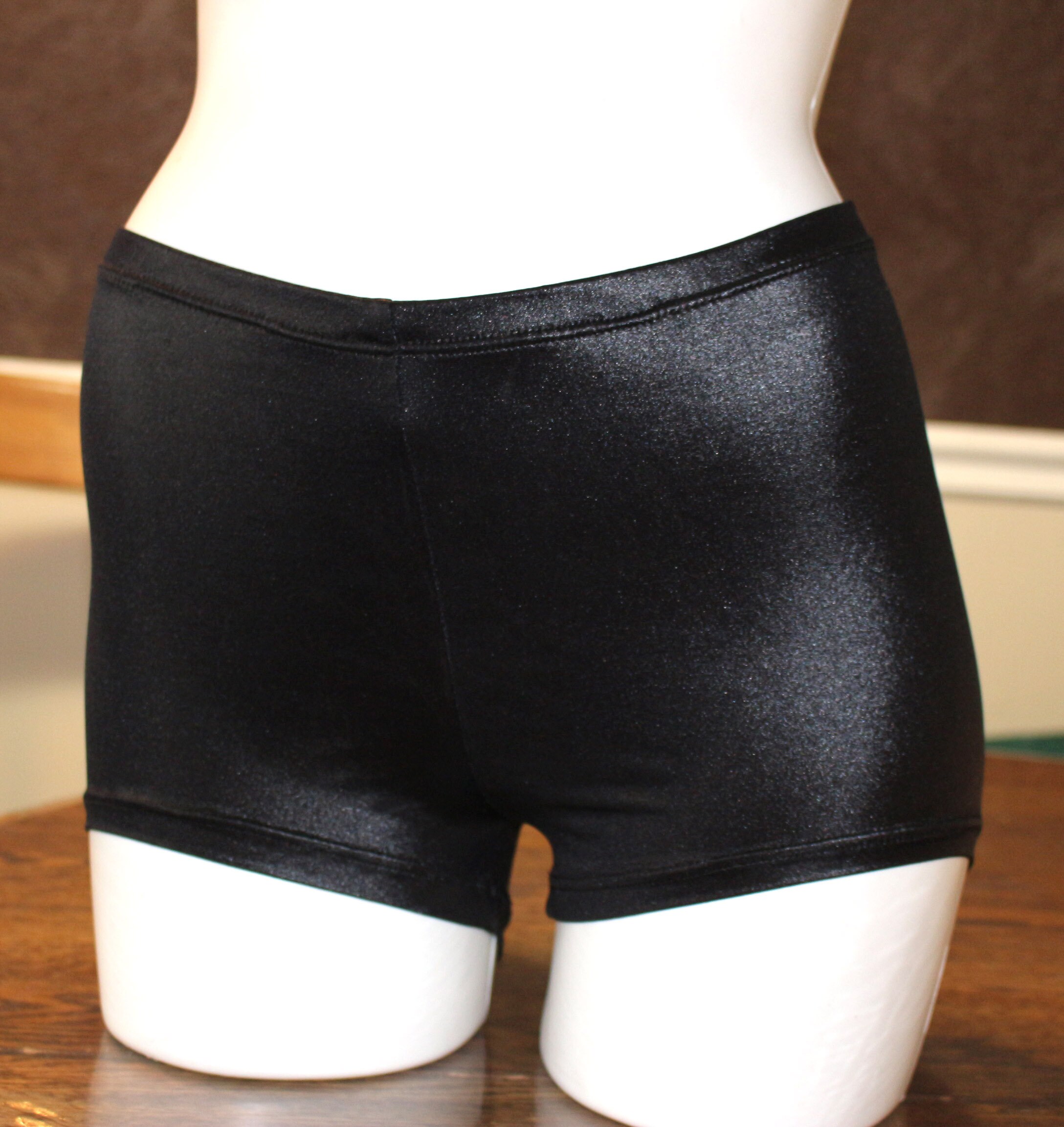 Hot Pants Shorts Black Shiny Wet Look Spanky DANCERS FAVORITE Cheer Leading  Ballet Mid Rise Waist Womens Spandex - Etsy