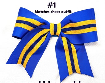 CHEER BOWS grosgrain ribbon cheerleader  Request custom colors to match costumes includes elastic hair elastic and  metal hair clip