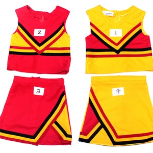 Cheerleader Uniforms Girls Toddler Cheer Uniforms Spirit School  black gold red Check sizes in details description items sold seperately