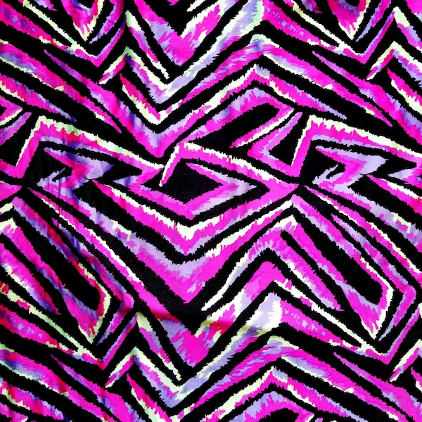 Fabric nylon spandex Raschel Geometric wild purple fuschia lavender black neon green yellow swimwear  60 wide priced per  1/4 and 1/2 yard