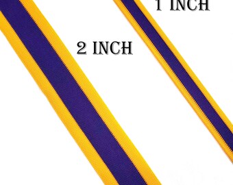 Trim stripe light gold , purple, cheer leading athletic team colors  2 inch wide  and 1 inch wide priced per yard