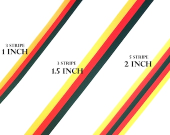 Trim choice yellow (maize) or lt gold orange, dark green cheerleader 2 in, 1.5 in, 1 in, .5 half inch  wide price per 1 yard see description