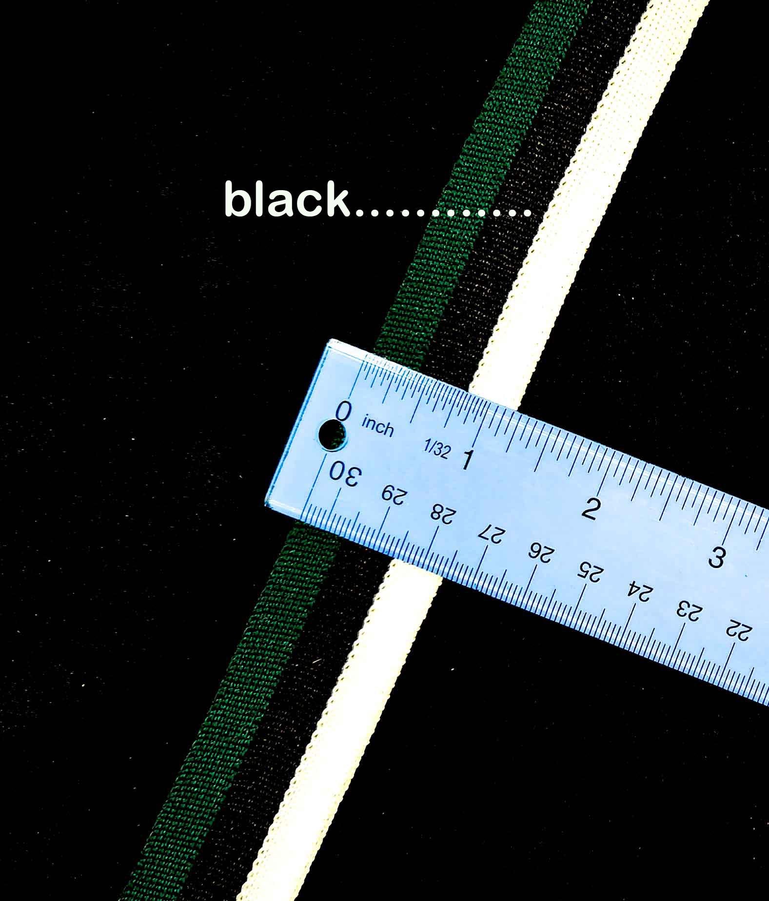 Trim cheerleader  dark forest green, black, White,  1 1/4  inch 100 percent polyester priced per 1 yard