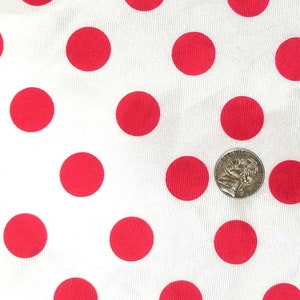 fabric white red dot  Red White dot 3/4 inch Polka Dot Soft/Silky Charmeuse Satin Fabric washable