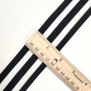 Trim 1 3/4 inch wide plain black white 5 even stripes  cheerleader athletic uniform  costume school uniform   priced per yard