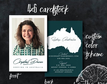Polaroid Photo Missionary Prayer Cards Missions Announcement Card - 4 x 6 Custom Color Palette - Printed Materials or Digital File