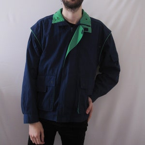 VINTAGE GABICCI Minimal Dark Blue Zipper Jacket - Size M