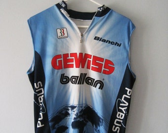 VINTAGE GEWISS BALLAN Retro Blue Cyclist Vest - Size M