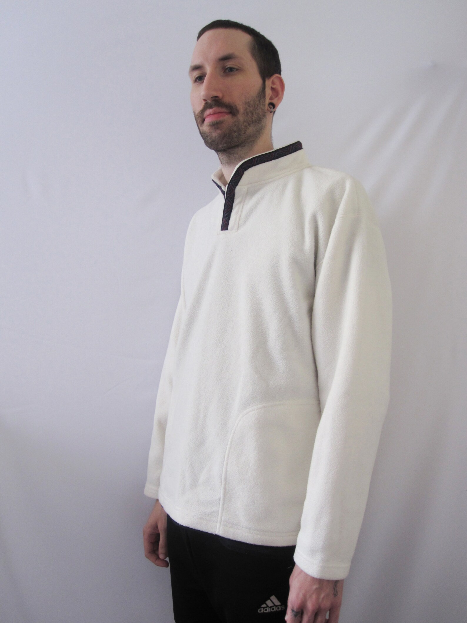 VINTAGE Minimal White / Cream Fleece Sweatshirt Etsy