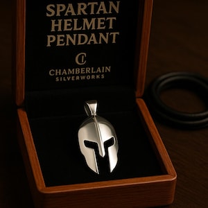 Spartan Helmet Pendant for Men – Handmade .925 Sterling Silver – Combat Style or Patina – One of a Kind Gift