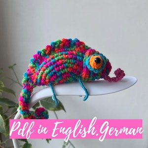 Crochet Pattern CHAMELEON,amigurumi chameleon pdf in english, german